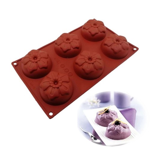 Piyop Çiçek 6 lı Çörek Kek   Çikolata Silikon Kalıbı GT112