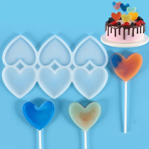 Çoklu Kalp Lolipop Şekerleme Çikolata   Pasta Silikon Kalıbı GT1496