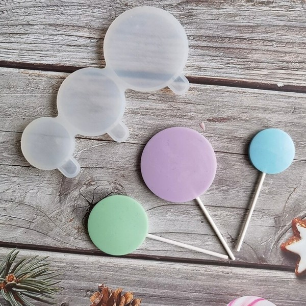 Üçlü Daire Lolipop Şekerleme Çikolata   Pasta Silikon Kalıbı GT1494