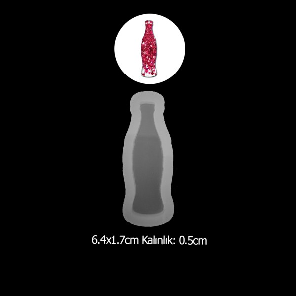 Epoksi Kola Şişesi Anahtarlık Silikon Kalıbı EM248 Epoksi Kola Şişesi Anahtarlık Silikon Kalıbı EM248
