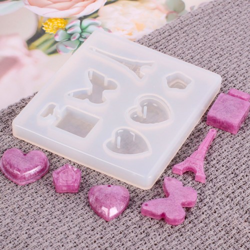 Epoksi Çoklu Kelebek Eyfel Kalp Takı Silikon Kalıbı