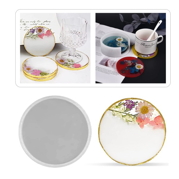 Epoksi Yuvarlak Daire Bardak Altlığı Silikon Kalıbı - 10cm Epoksi Yuvarlak Daire Bardak Altlığı Silikon Kalıbı - 10cm