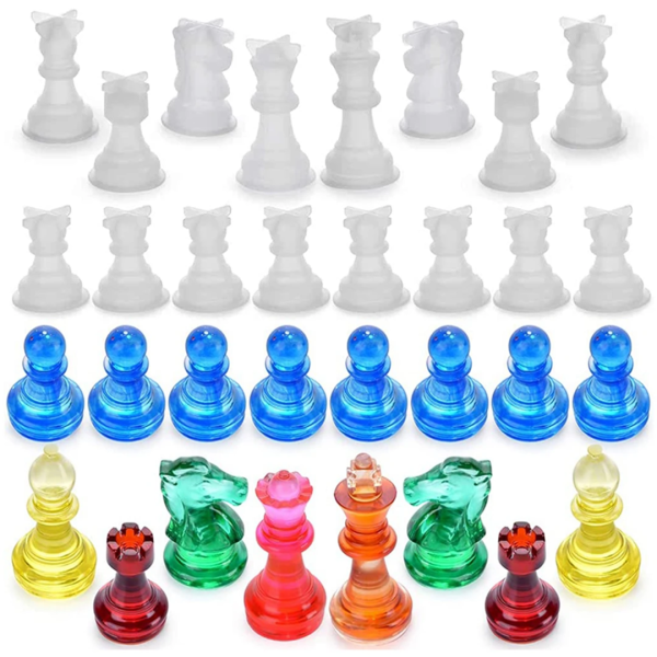 Epoksi 3d Satranç Silikon Kalıbı 16 lı Seti Epoksi 3d Satranç Silikon Kalıbı 16 lı Seti